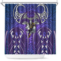 Melbourne Storm Rugby Shower Curtain Polynesian Tribal Warrior Lightning Purple Pattern