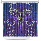 Melbourne Storm Rugby Shower Curtain Polynesian Tribal Warrior Lightning Purple Pattern
