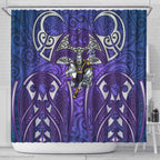 Melbourne Storm Rugby Shower Curtain Polynesian Tribal Warrior Lightning Purple Pattern