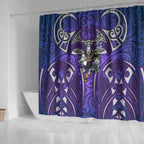 Melbourne Storm Rugby Shower Curtain Polynesian Tribal Warrior Lightning Purple Pattern