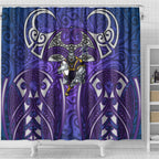 Melbourne Storm Rugby Shower Curtain Polynesian Tribal Warrior Lightning Purple Pattern