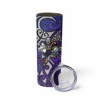 Melbourne Storm Rugby Skinny Tumbler Polynesian Tribal Warrior Lightning Purple Pattern