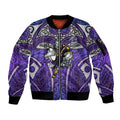 Melbourne Storm Rugby Sleeve Zip Bomber Jacket Polynesian Tribal Warrior Lightning Purple Pattern
