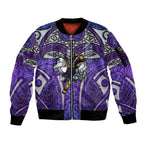 Melbourne Storm Rugby Sleeve Zip Bomber Jacket Polynesian Tribal Warrior Lightning Purple Pattern