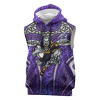 Melbourne Storm Rugby Sleeveless Hoodie Polynesian Tribal Warrior Lightning Purple Pattern