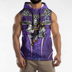 Melbourne Storm Rugby Sleeveless Hoodie Polynesian Tribal Warrior Lightning Purple Pattern