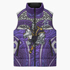 Melbourne Storm Rugby Sleeveless Puffer Jacket Polynesian Tribal Warrior Lightning Purple Pattern