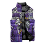 Melbourne Storm Rugby Sleeveless Puffer Jacket Polynesian Tribal Warrior Lightning Purple Pattern