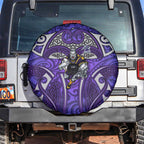 Melbourne Storm Rugby Spare Tire Cover Polynesian Tribal Warrior Lightning Purple Pattern