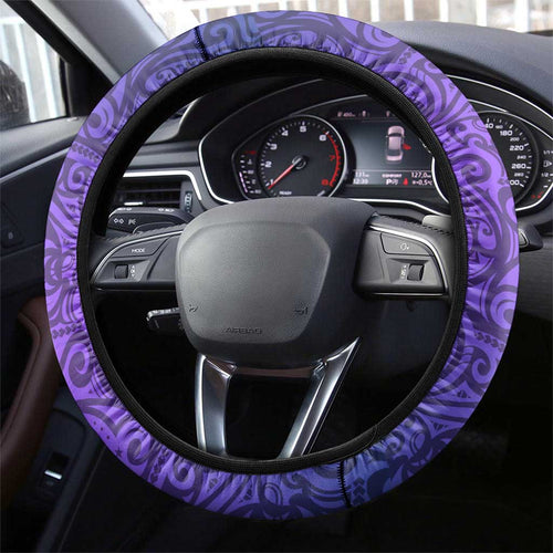 Melbourne Storm Rugby Steering Wheel Cover Polynesian Tribal Warrior Lightning Purple Pattern
