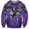 Melbourne Storm Rugby Sweatshirt Polynesian Tribal Warrior Lightning Purple Pattern