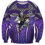 Melbourne Storm Rugby Sweatshirt Polynesian Tribal Warrior Lightning Purple Pattern