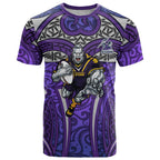 Melbourne Storm Rugby T Shirt Polynesian Tribal Warrior Lightning Purple Pattern