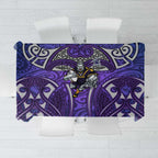 Melbourne Storm Rugby Tablecloth Polynesian Tribal Warrior Lightning Purple Pattern