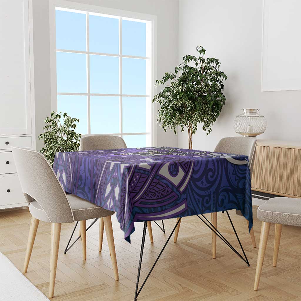 Melbourne Storm Rugby Tablecloth Polynesian Tribal Warrior Lightning Purple Pattern
