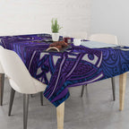 Melbourne Storm Rugby Tablecloth Polynesian Tribal Warrior Lightning Purple Pattern