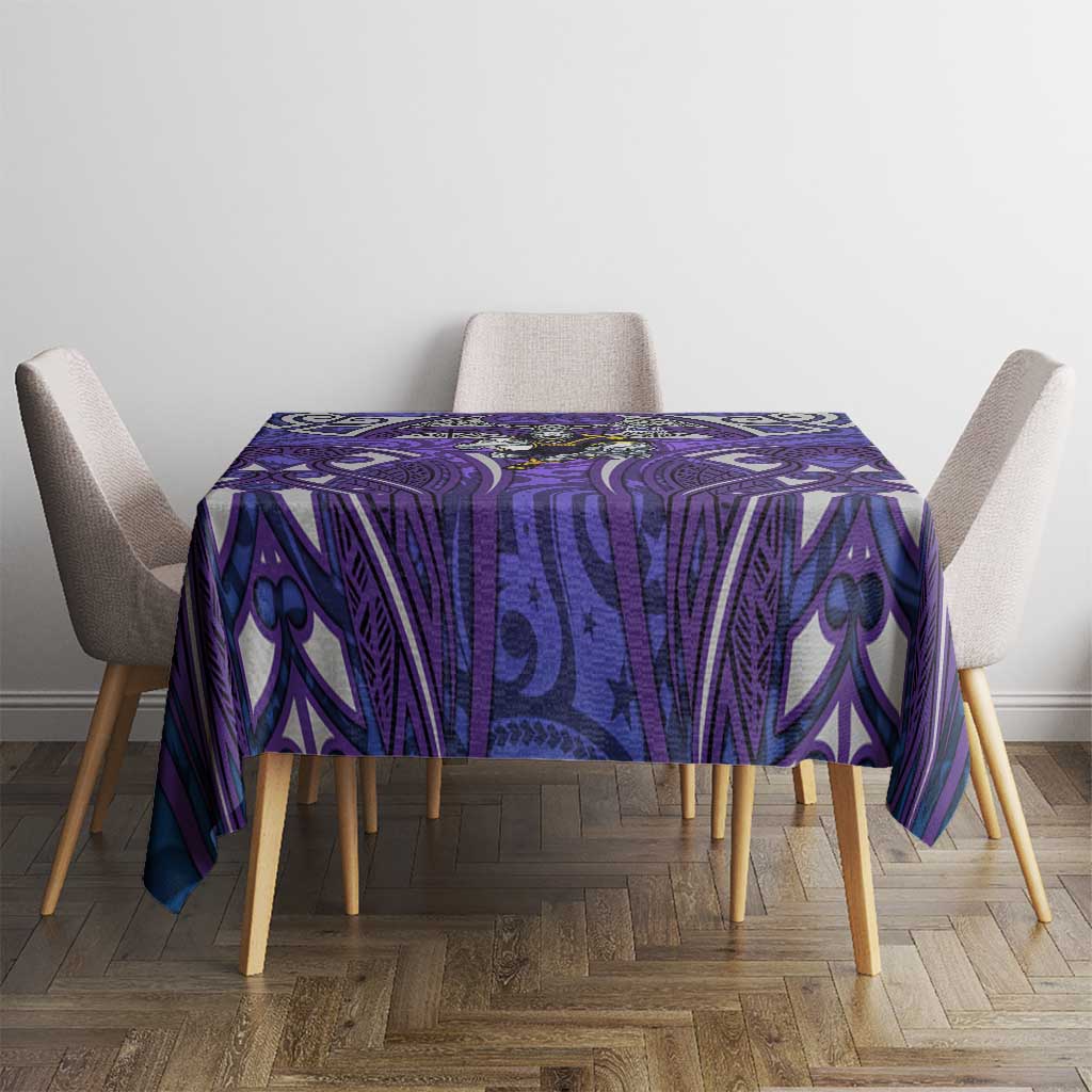 Melbourne Storm Rugby Tablecloth Polynesian Tribal Warrior Lightning Purple Pattern