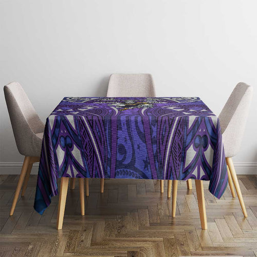 Melbourne Storm Rugby Tablecloth Polynesian Tribal Warrior Lightning Purple Pattern