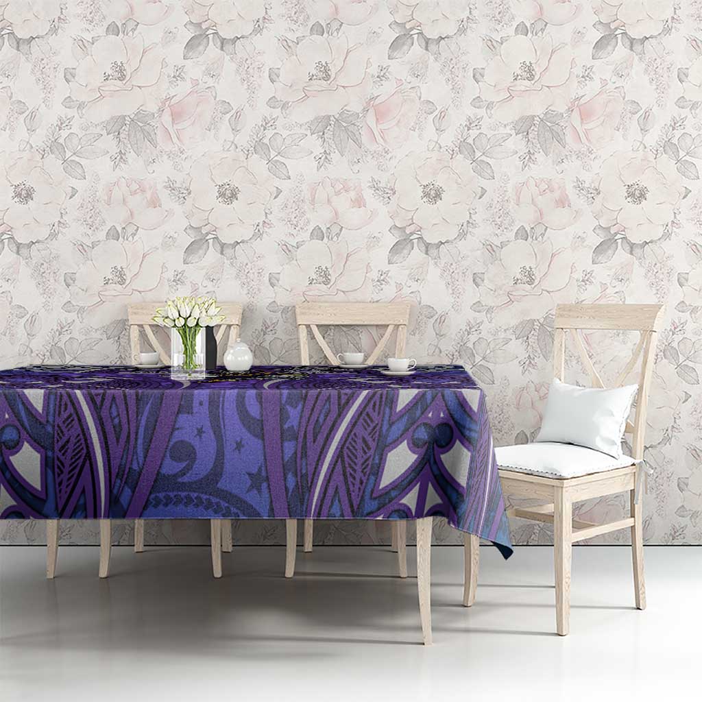 Melbourne Storm Rugby Tablecloth Polynesian Tribal Warrior Lightning Purple Pattern