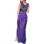 Melbourne Storm Rugby Tank Maxi Dress Polynesian Tribal Warrior Lightning Purple Pattern