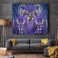 Melbourne Storm Rugby Tapestry Polynesian Tribal Warrior Lightning Purple Pattern