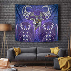 Melbourne Storm Rugby Tapestry Polynesian Tribal Warrior Lightning Purple Pattern