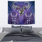 Melbourne Storm Rugby Tapestry Polynesian Tribal Warrior Lightning Purple Pattern