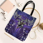 Melbourne Storm Rugby Tote Bag Polynesian Tribal Warrior Lightning Purple Pattern