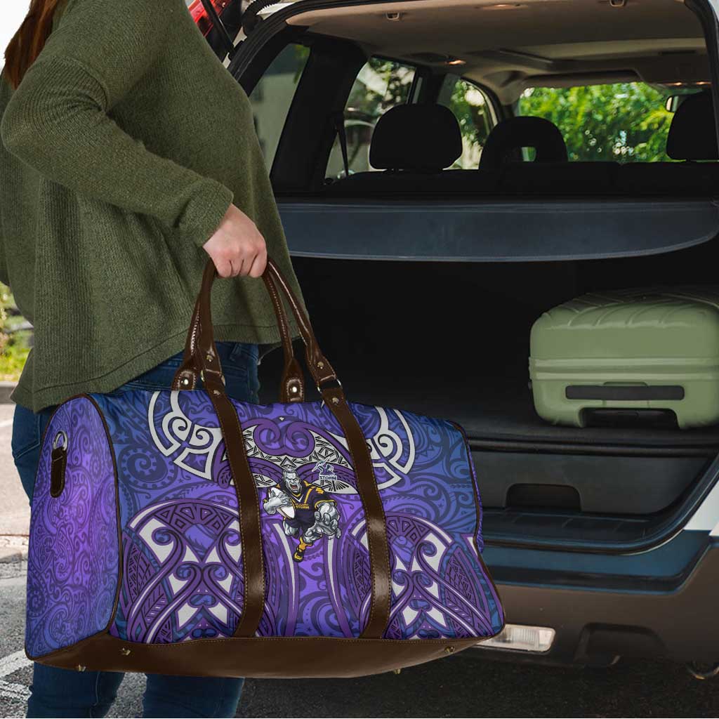 Melbourne Storm Rugby Travel Bag Polynesian Tribal Warrior Lightning Purple Pattern