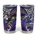 Melbourne Storm Rugby Tumbler Cup Polynesian Tribal Warrior Lightning Purple Pattern