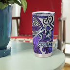 Melbourne Storm Rugby Tumbler Cup Polynesian Tribal Warrior Lightning Purple Pattern