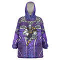 Melbourne Storm Rugby Wearable Blanket Hoodie Polynesian Tribal Warrior Lightning Purple Pattern