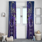 Melbourne Storm Rugby Window Curtain Polynesian Tribal Warrior Lightning Purple Pattern