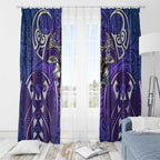 Melbourne Storm Rugby Window Curtain Polynesian Tribal Warrior Lightning Purple Pattern