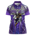 Melbourne Storm Rugby Women Polo Shirt Polynesian Tribal Warrior Lightning Purple Pattern