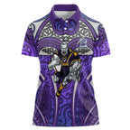 Melbourne Storm Rugby Women Polo Shirt Polynesian Tribal Warrior Lightning Purple Pattern