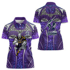 Melbourne Storm Rugby Women Polo Shirt Polynesian Tribal Warrior Lightning Purple Pattern