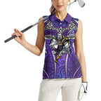 Melbourne Storm Rugby Women Sleeveless Polo Shirt Polynesian Tribal Warrior Lightning Purple Pattern