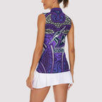 Melbourne Storm Rugby Women Sleeveless Polo Shirt Polynesian Tribal Warrior Lightning Purple Pattern