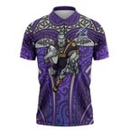 Melbourne Storm Rugby Zipper Polo Shirt Polynesian Tribal Warrior Lightning Purple Pattern