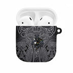 Penrith Panthers Rugby AirPods Case Polynesian Tribal Panther Warrior Black Grey Pattern