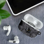 Penrith Panthers Rugby AirPods Case Polynesian Tribal Panther Warrior Black Grey Pattern