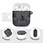 Penrith Panthers Rugby AirPods Case Polynesian Tribal Panther Warrior Black Grey Pattern
