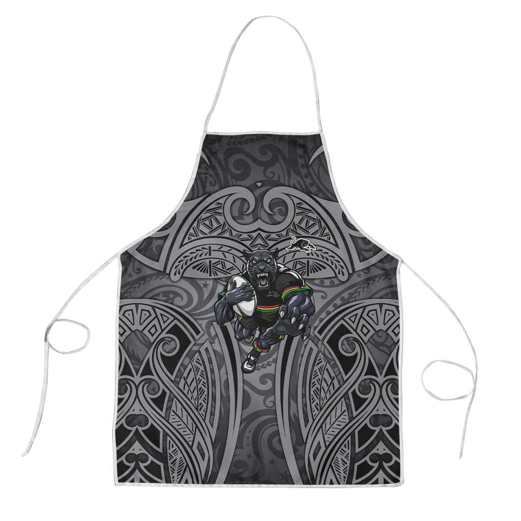 Penrith Panthers Rugby Apron Polynesian Tribal Panther Warrior Black Grey Pattern