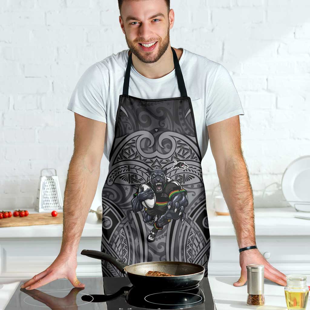 Penrith Panthers Rugby Apron Polynesian Tribal Panther Warrior Black Grey Pattern