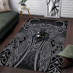 Penrith Panthers Rugby Area Rug Polynesian Tribal Panther Warrior Black Grey Pattern