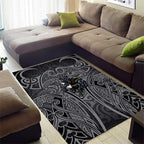Penrith Panthers Rugby Area Rug Polynesian Tribal Panther Warrior Black Grey Pattern