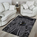 Penrith Panthers Rugby Area Rug Polynesian Tribal Panther Warrior Black Grey Pattern