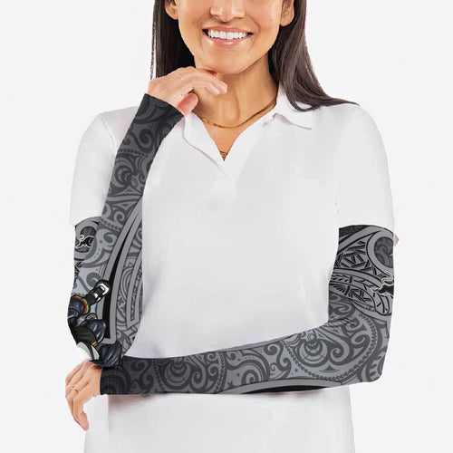 Penrith Panthers Rugby Arm Sleeves Polynesian Tribal Panther Warrior Black Grey Pattern