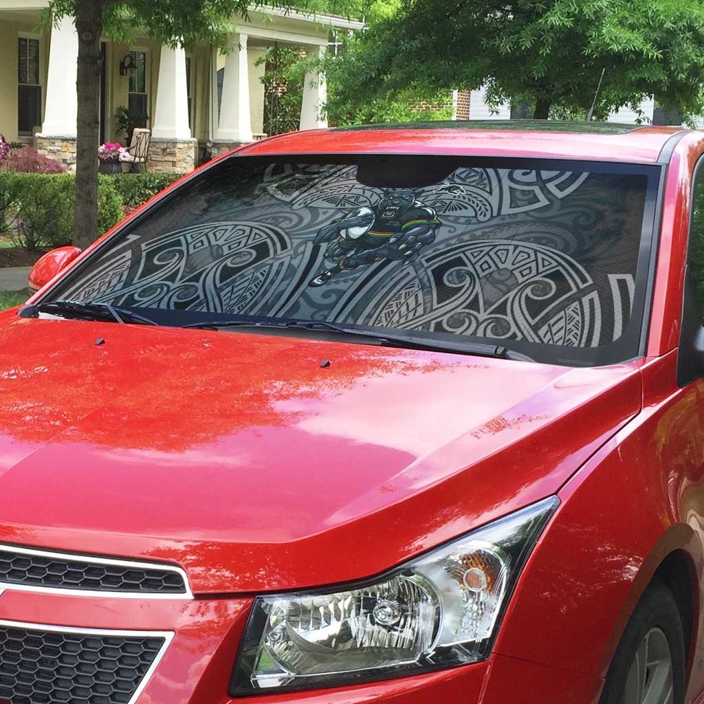 Penrith Panthers Rugby Auto Sun Shade Polynesian Tribal Panther Warrior Black Grey Pattern